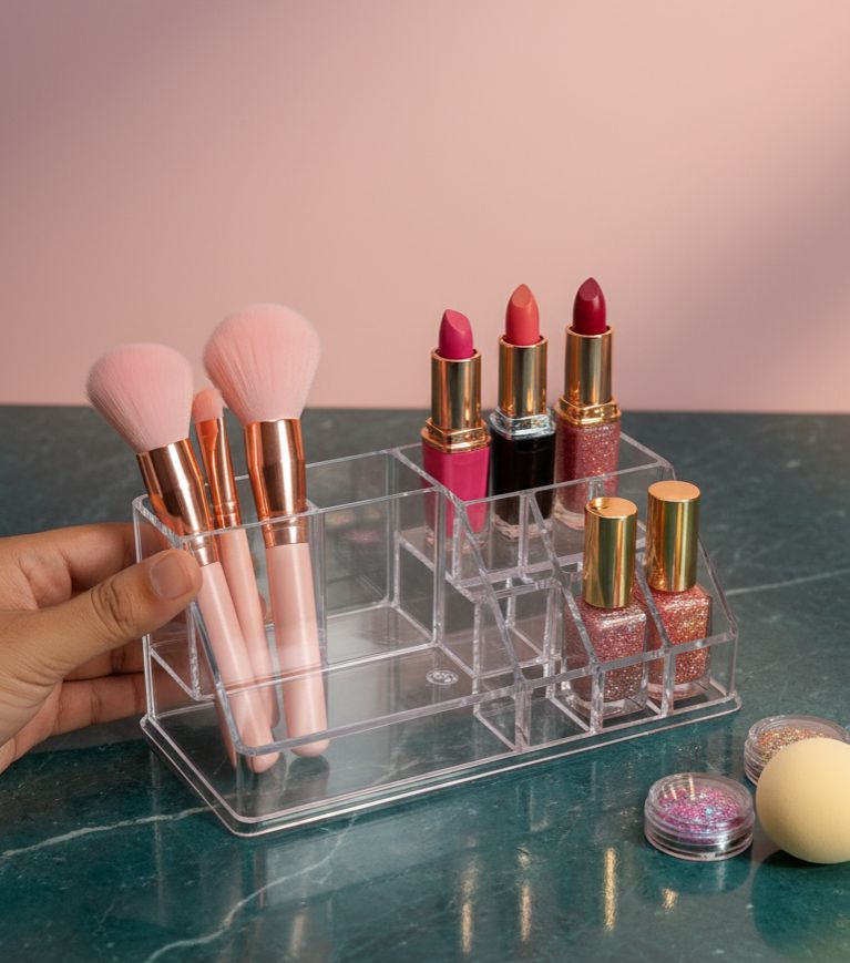 Multi-Functional Makeup Organizer with Drawer and Handle – Desktop Cosmetic Storage Box, Dustproof and Tidy Display Case