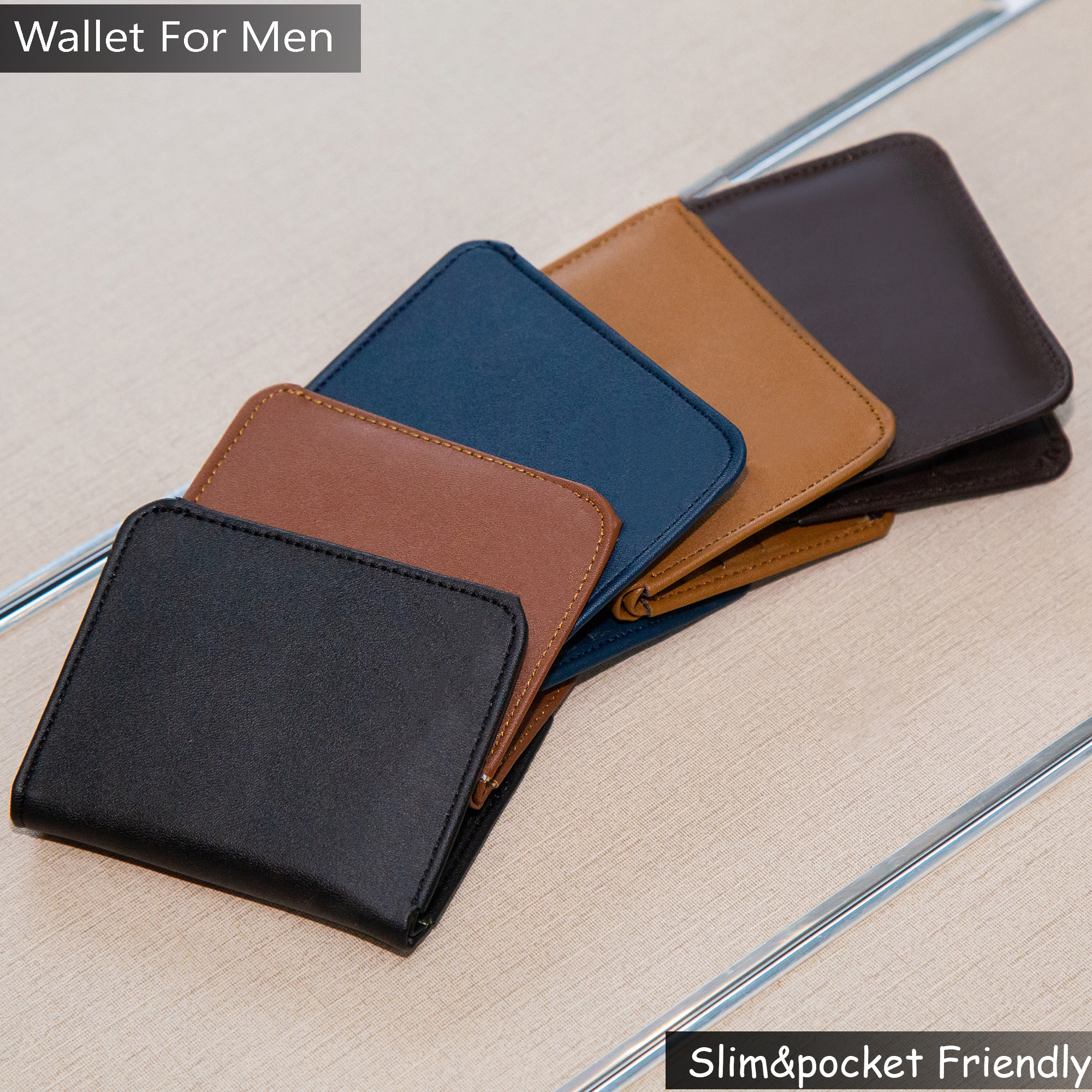 New Slim Fashion PU Leather Pocket-Friendly Card Holder Wallet For Men