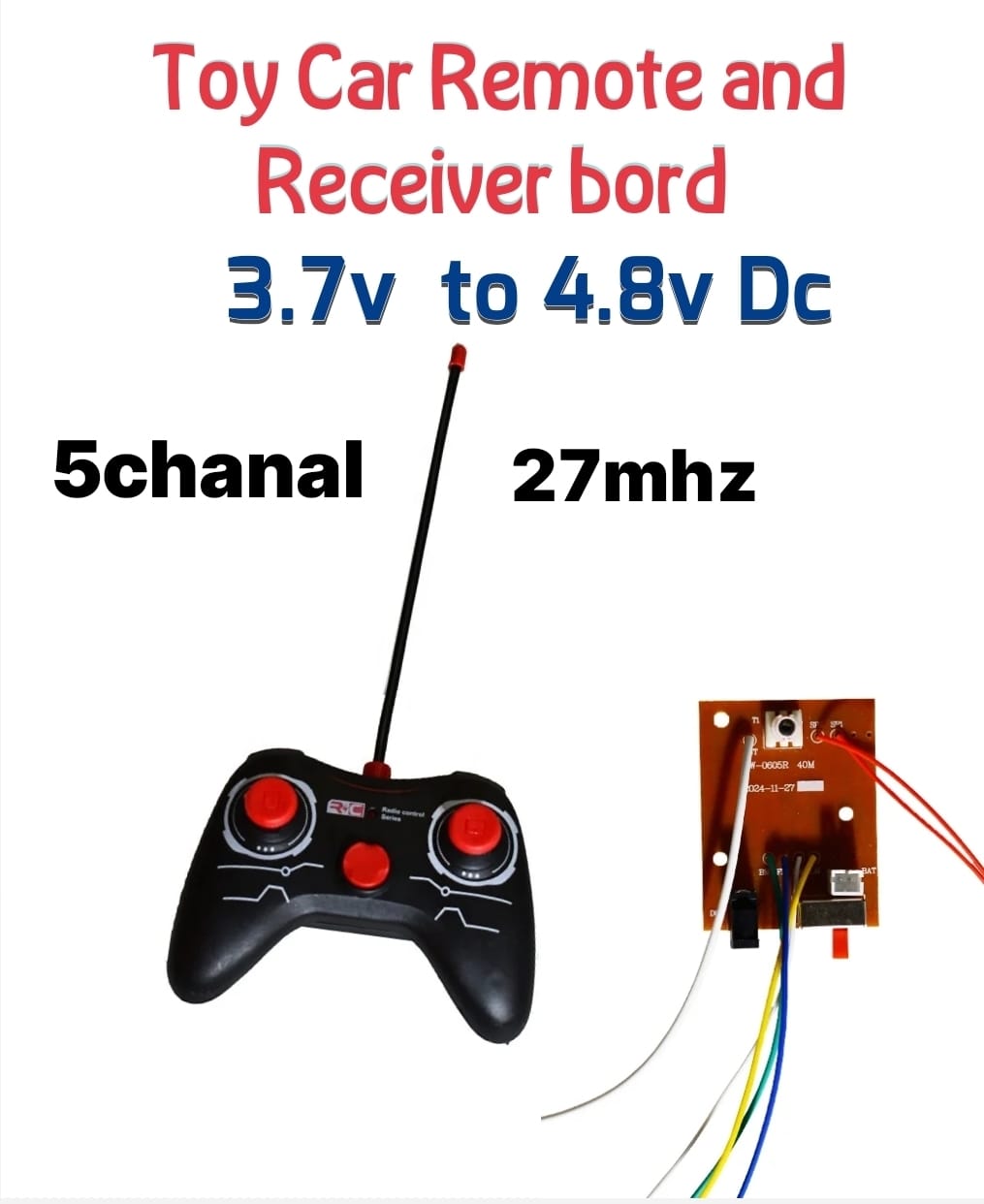 Toy car remote and receiver board  27mhz 5 channel