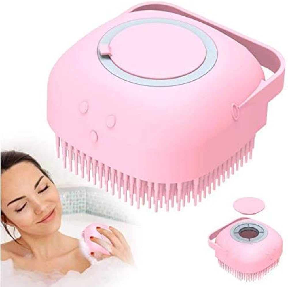Silicone Bath Body Brush, Exfoliating Body Scrub Brush with Soap Dispenser, Ultra Soft Bath Sponge Shower Brush and Body Massager, Baby Shower Brush, Shampoo and Gel Dispenser