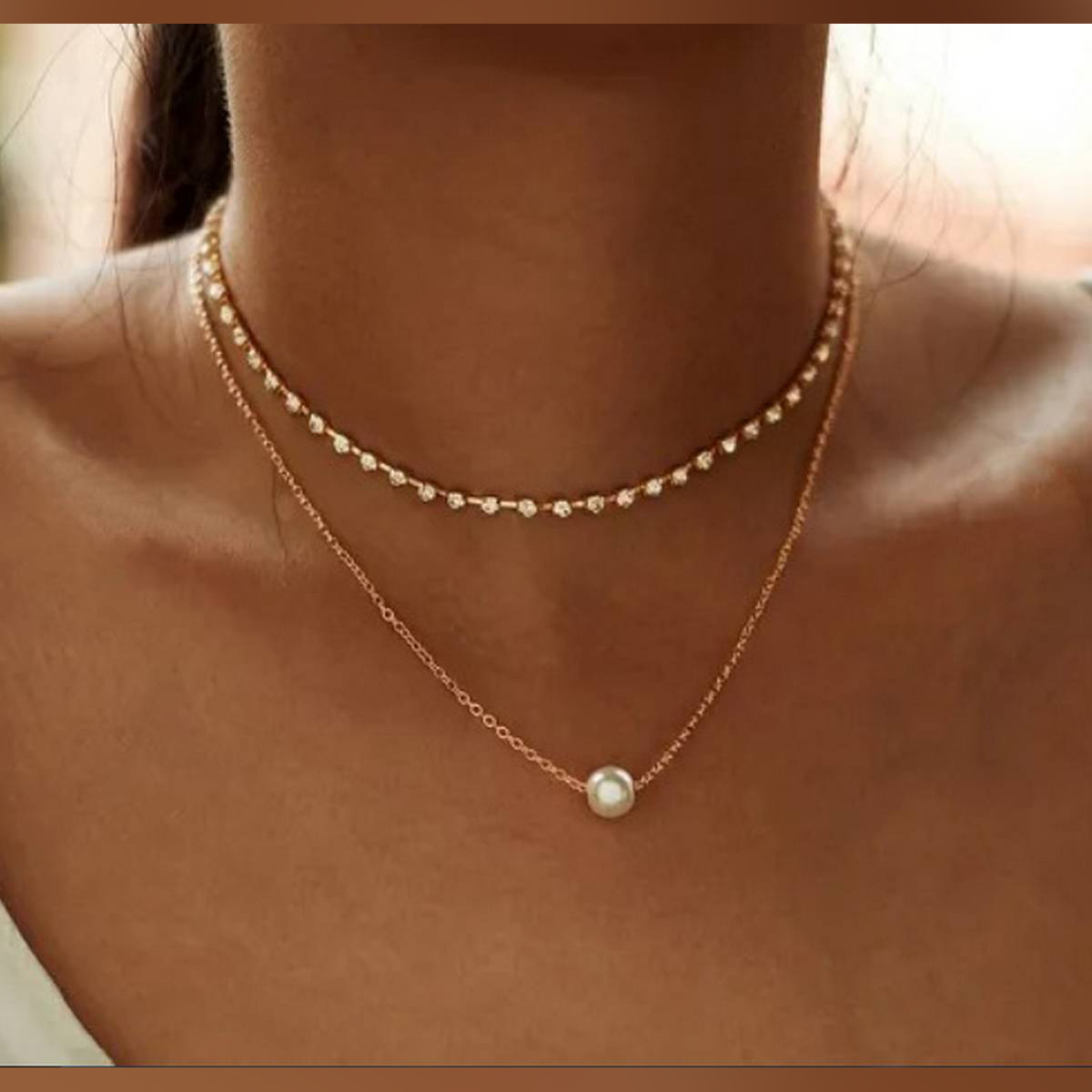 Silver Choker Pearl Ball Pendant For girls and women