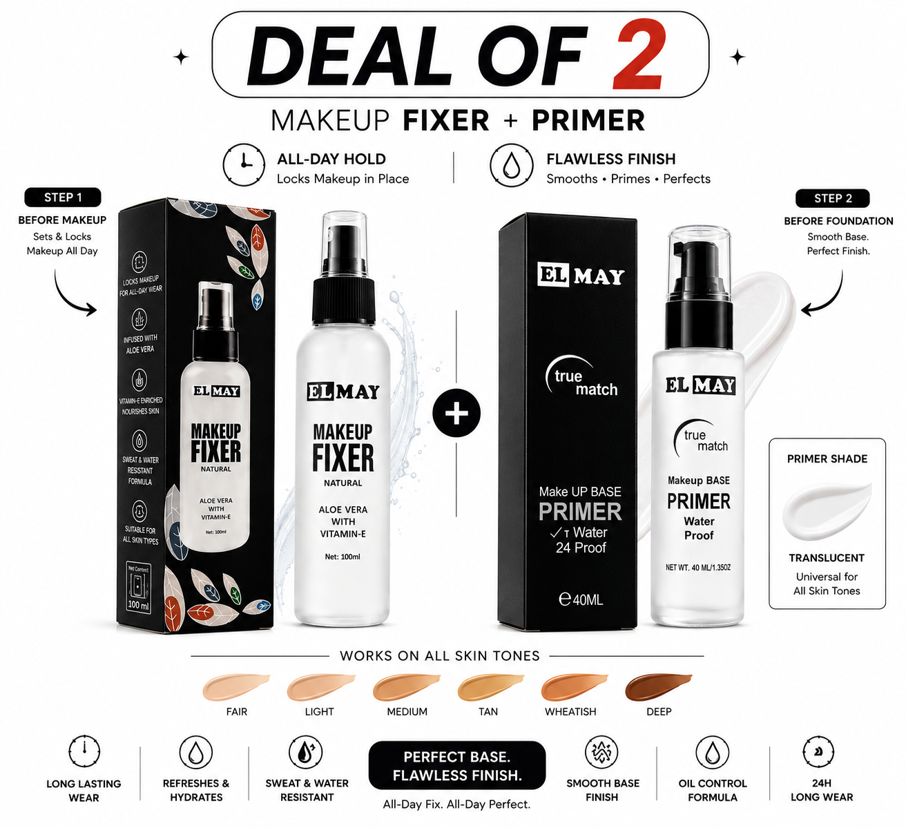 ELMAY  Deal of 02, Makeup Fixer (100ml) + ELMAY Primer Pump(40ml)