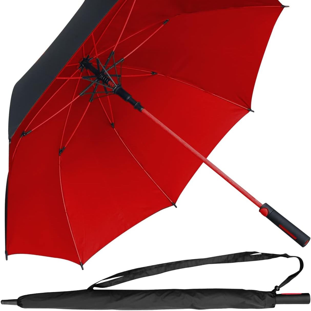 AL-Majeed Traders 55 Inch Extra Large Umbrella Double Canopy UV Protection Automatic Open Double Canopy Vented Sun Rain Windproof Waterproof Oversize Wedding Umbrellas for Women Men (WITH COVER)
