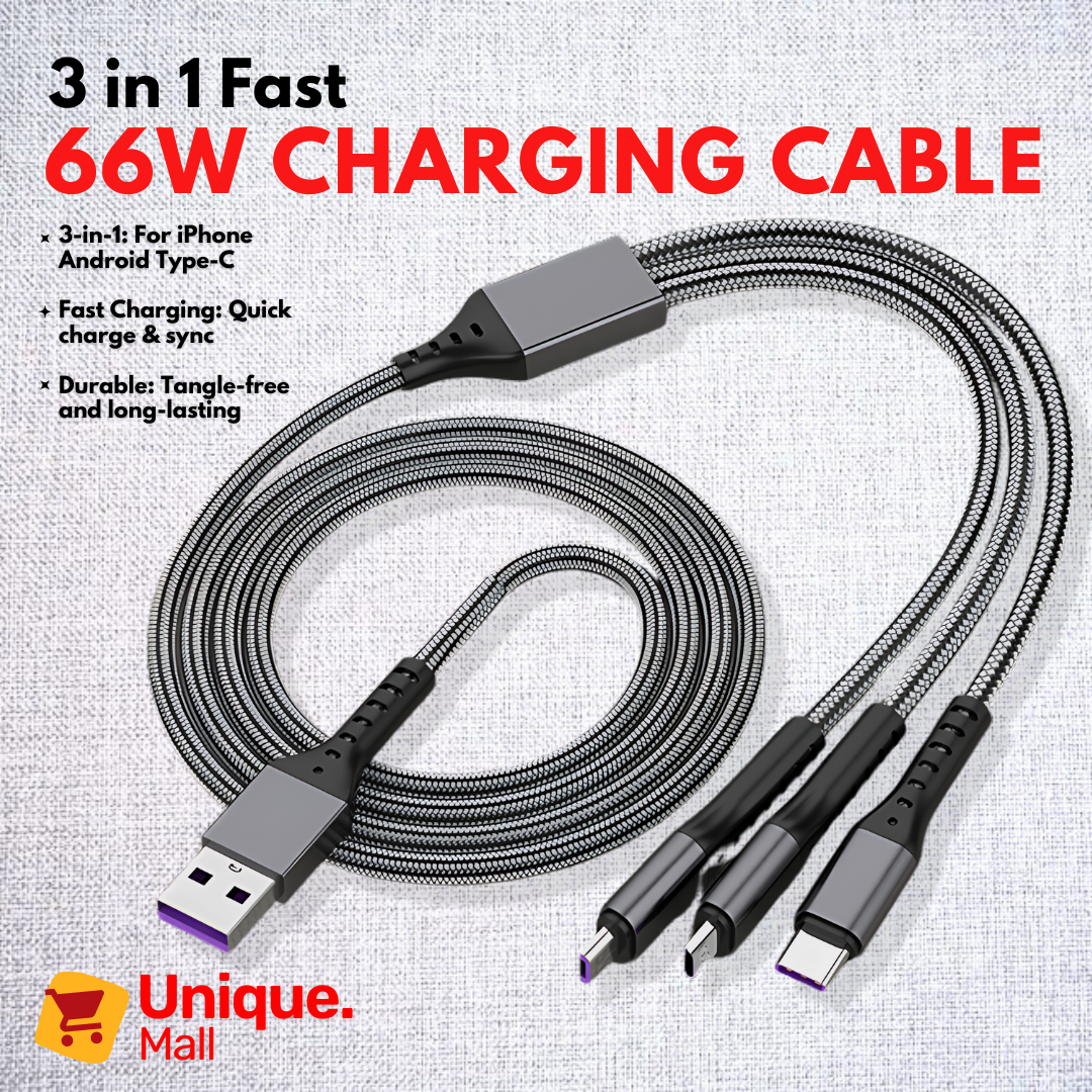 3 in 1 Braided Cable 4 in 1 Fast Charging Cord 65W PD 27W 120W Max Super Charge Type C USB to 8-Pin Micro | 1.2M Heavy Duty Multi Port Data Sync Wire for Mobile Phones Smart Tablets Power Banks Earbuds Mech Led Variant Hub – Unique Mall