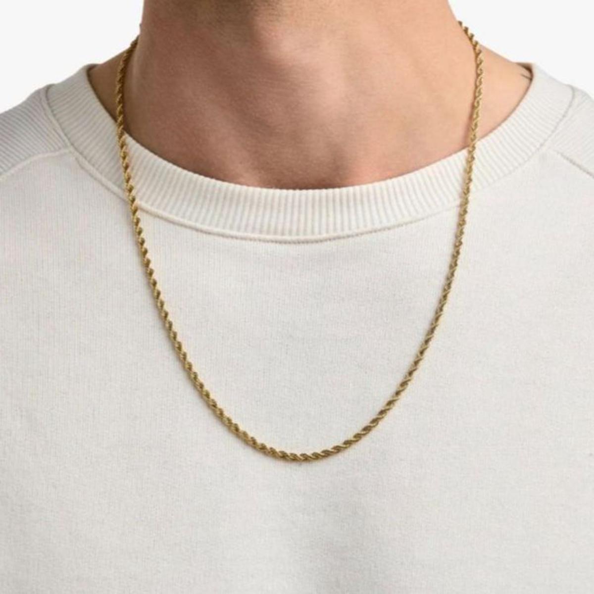AlRashid Shopping Store Gold Rope Chain For Men & Girl Genuine Real Solid Yellow Gold Hollow Rope Necklace Chain.