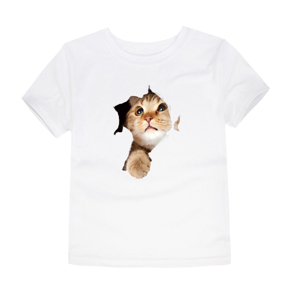 Shirts Kids Cat Child Cotton 3D Cat 
