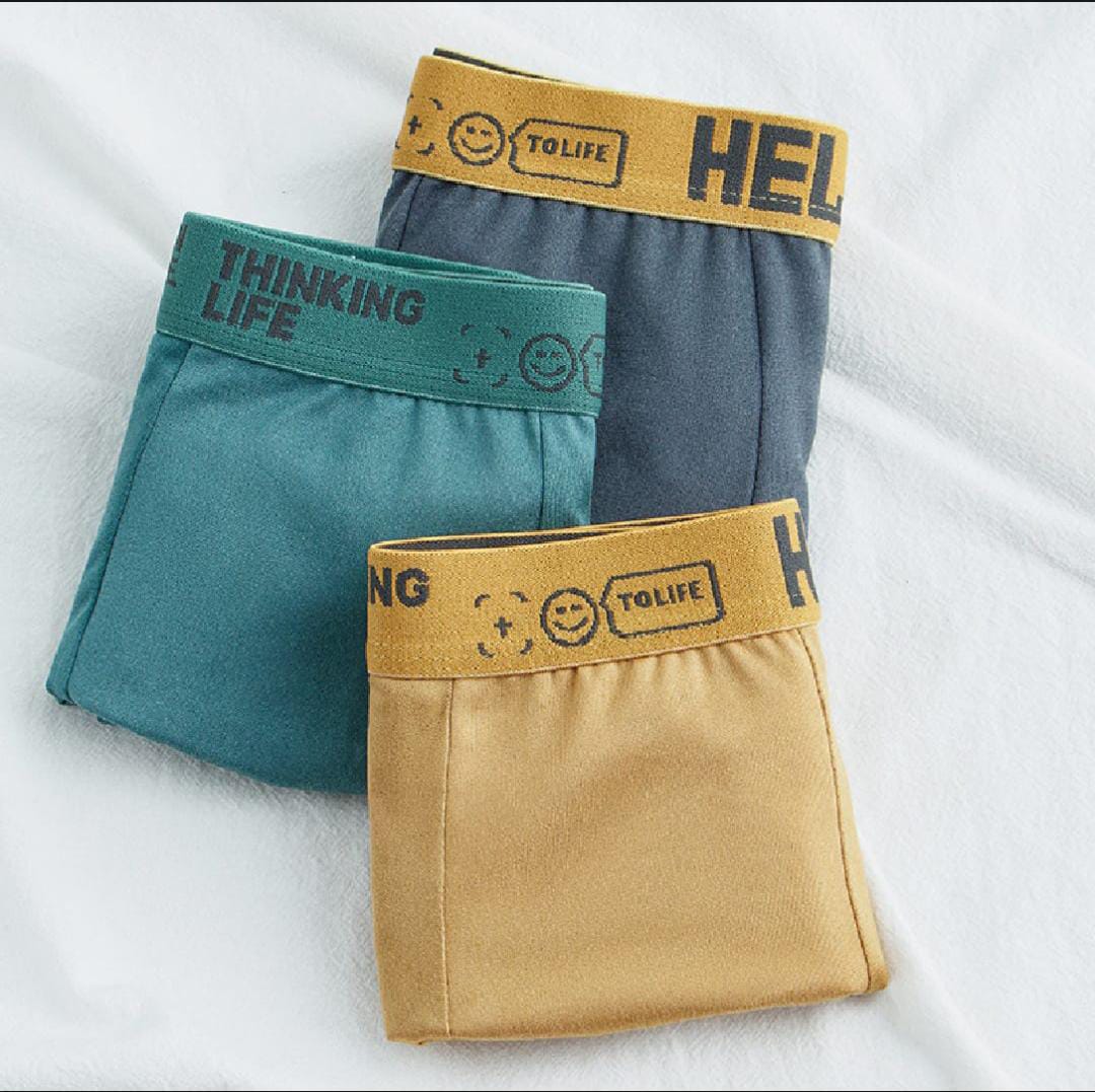 Men's Underwear Men's Wholesale Plus-Size Mid-Waist HELLO Letter Breathable Comfortable Cotton Teen Boxers