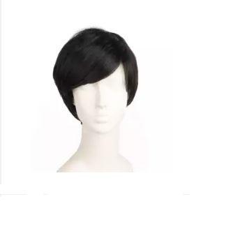 Mens Silky Straight Black Wig