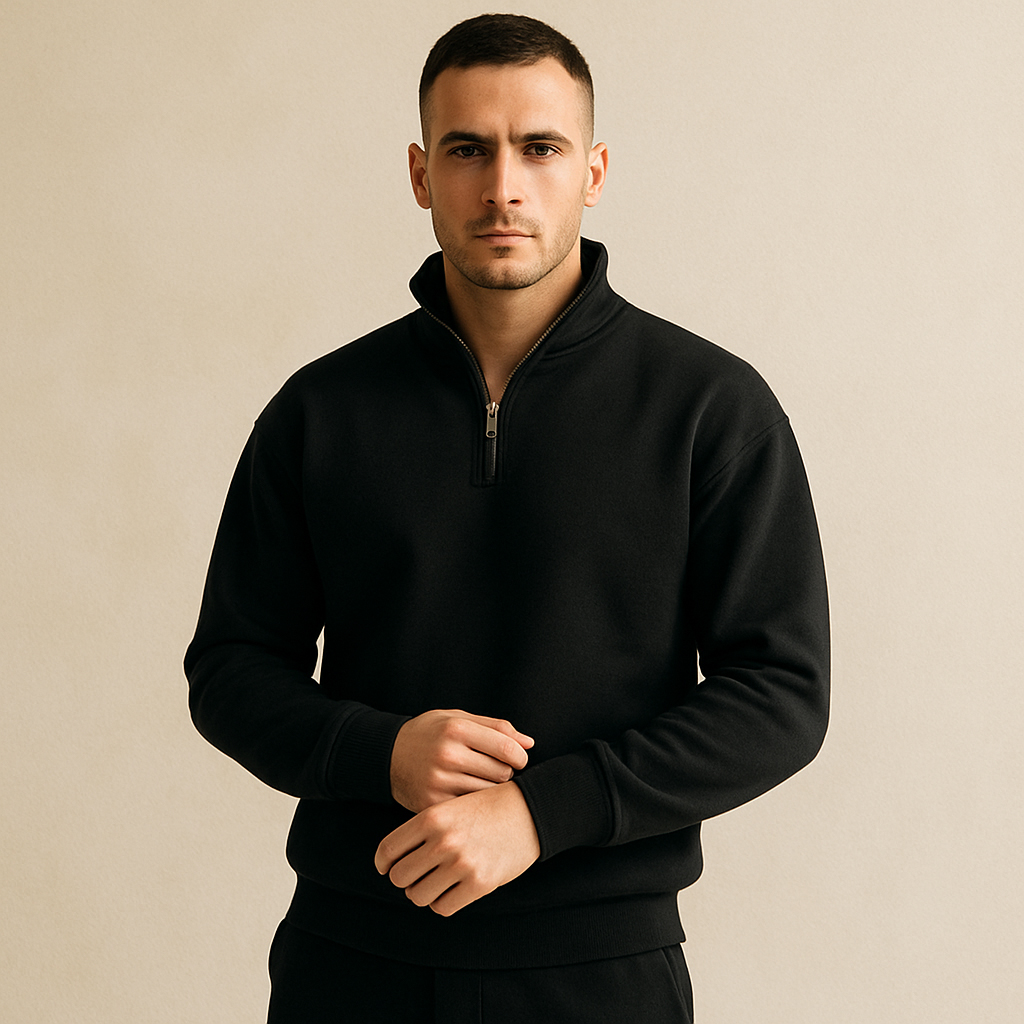 Men Classic Quarter Zip-Up Fleece Sweatshirt For Men - Zipper Shirt For Men - Dress For Boys - Winter Clothes For Men - Winter Clothes For Boys - Boys Sweatshirt - Hoodies For Boys - Hoodies For Men