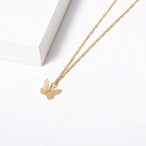 Korean Golden Silver Butterfly Beautiful Necklace Pendant for Girls Women