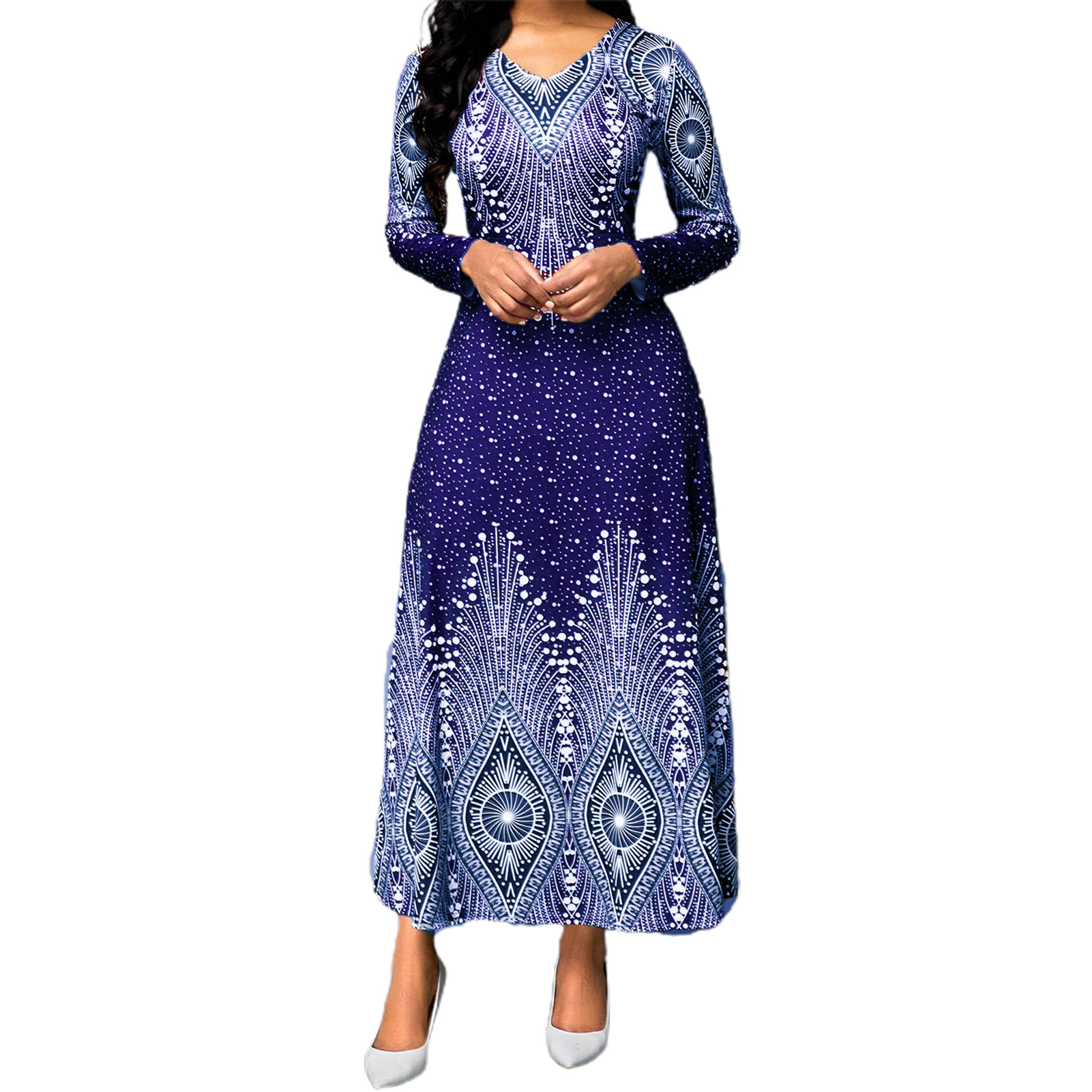 digital print long dresses