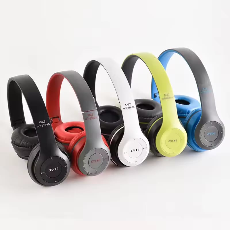 P47 Wireless Over-Ear Headphones with Built-in Microphone, Bluetooth 5.0, Built-in Battery, TF Card Slot, FM Radio, Support for Smartphones, Tablets, Laptops - New