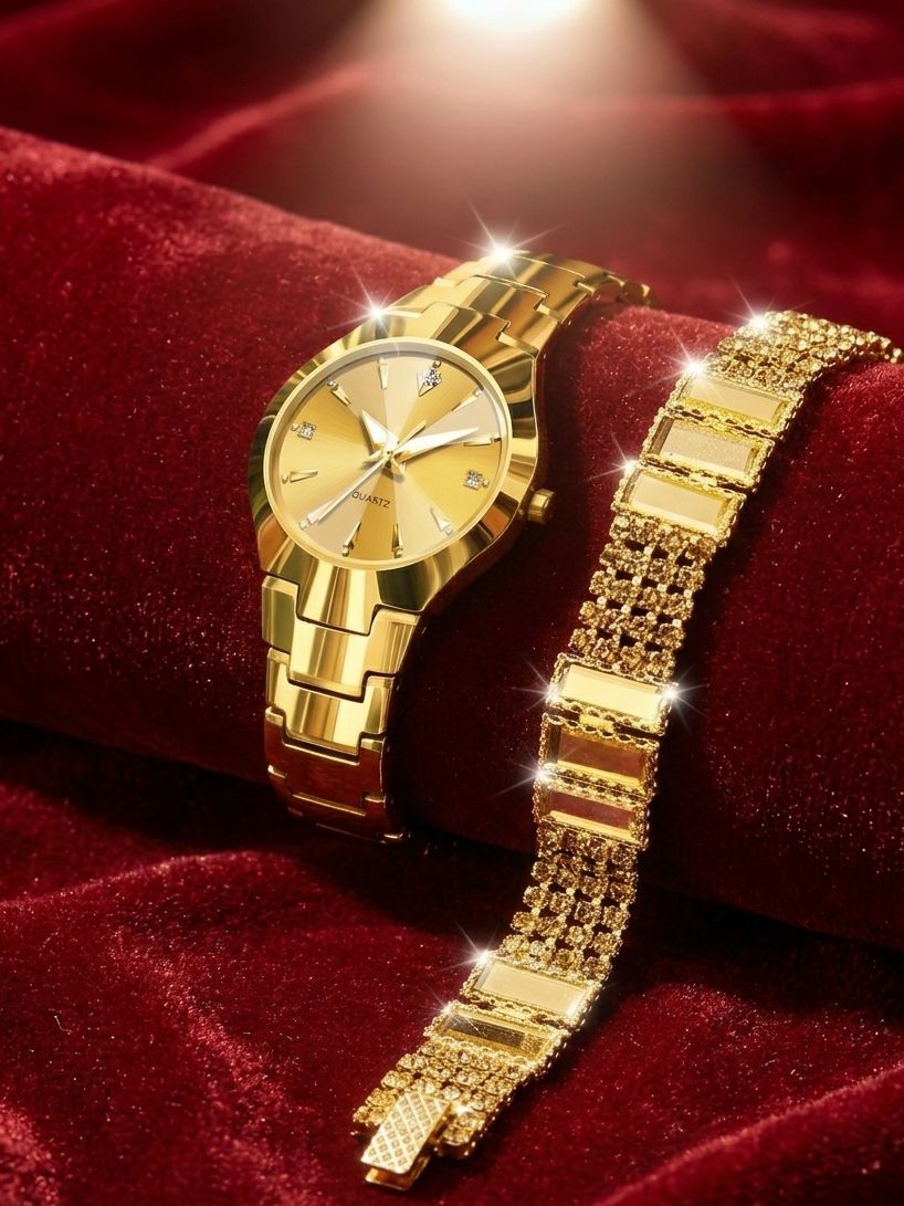 Luxurious Ladies Golden Fashion Watch 100% Imported Quality Classical Collection Fashion Watch for Girl's