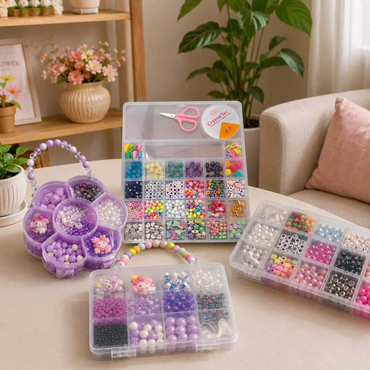 Square Shape Jewellery Making Kit for Kids DIY Bead Set Making, Toys for Girls Multicolor