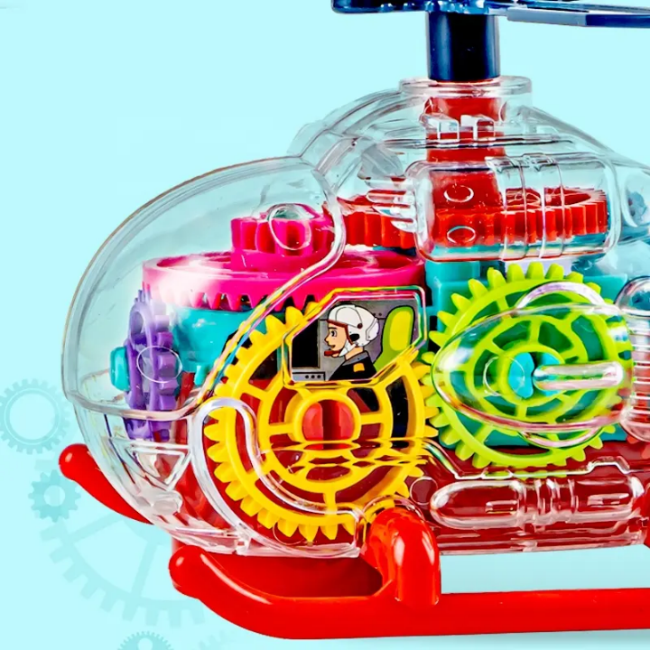 Transparent Helicopter Toy for Kids – Rotating Wings, 3D Lights, Music, Obstacle Avoidance, High Quality
