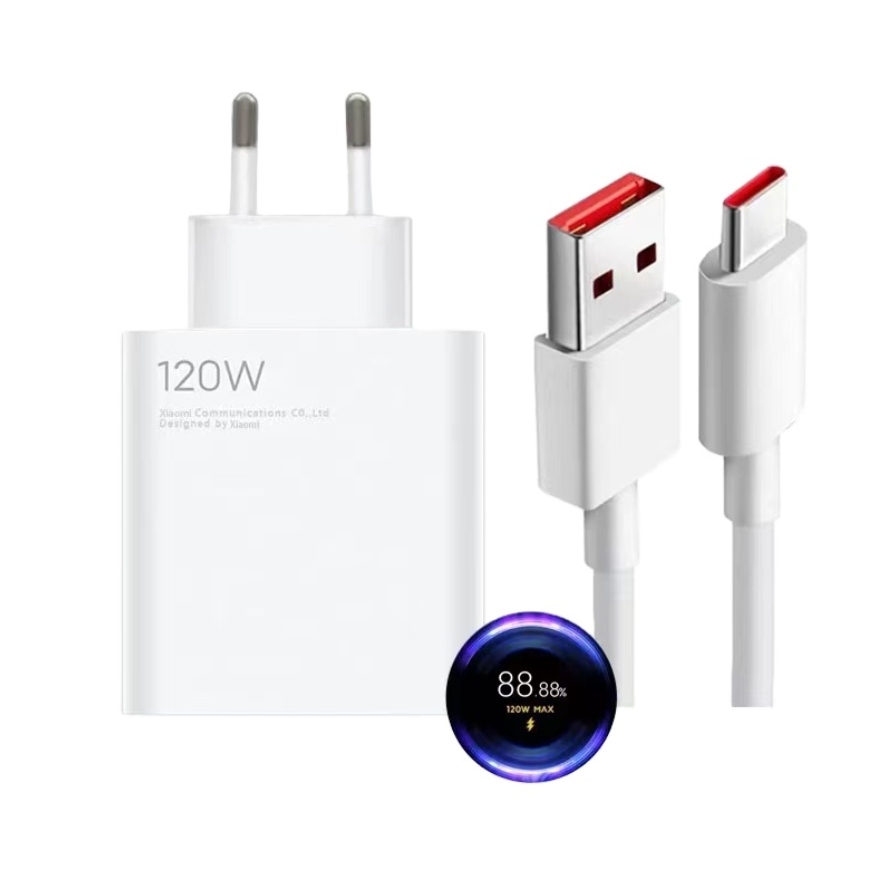 [Original] 120W USB Turbo Charger For Xiaomi 13 12T Pro Redmi Note 12 - Supervooc And *Points Showing* Adapter With Fast Charging Cable