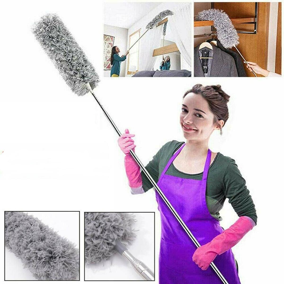 Clean Base Board 3-Piece Extendable Feather Duster Set - 100 Inch Reach ...