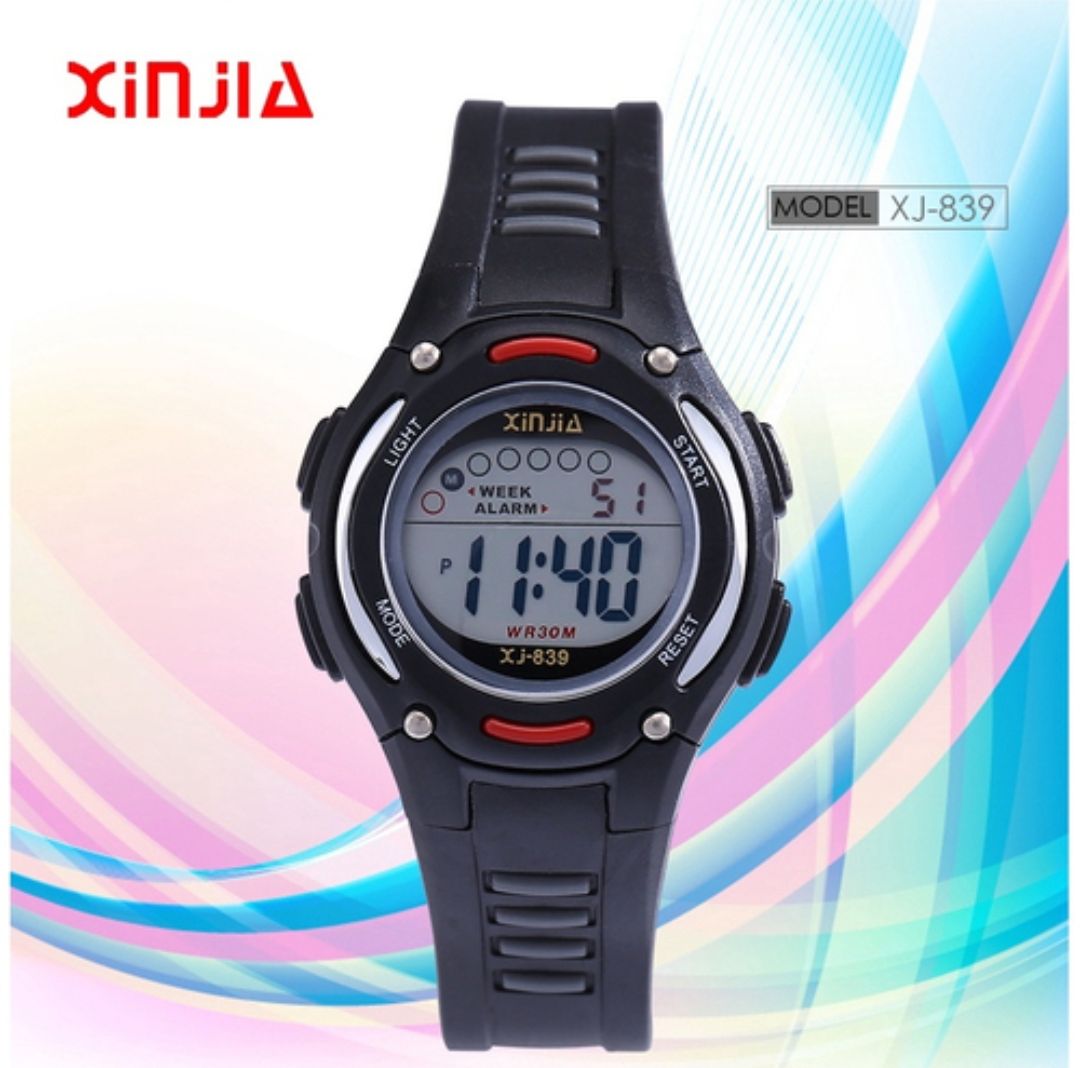 Xinjia-839 six digital display cold light waterproof sports watch