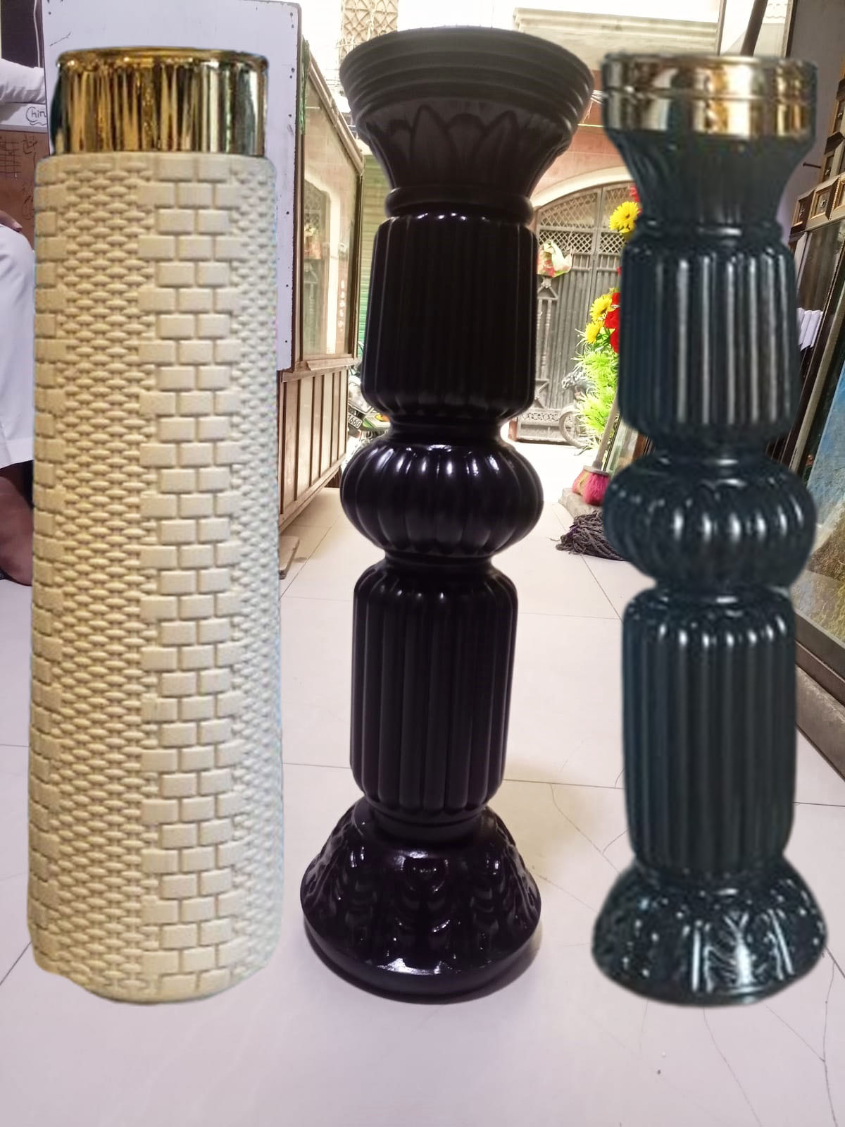 Elegant Black & White Plastic Flower Vase for Home Decor, Durable Two-Sized Craft Vase for Arts and Crafts