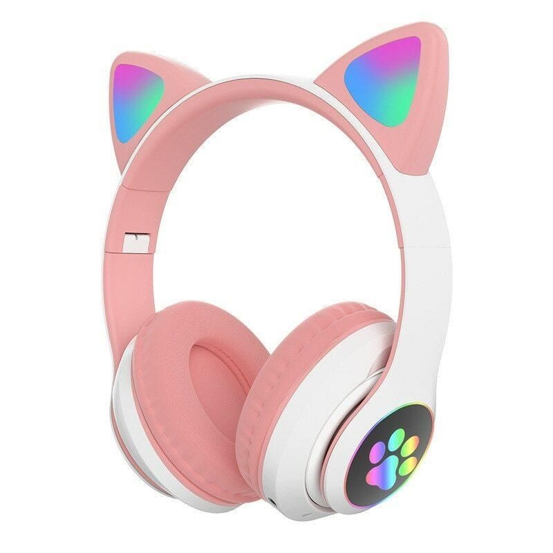 "Cat Ear Wireless Bluetooth Headphones with LED Lights & Mic | Cute Gaming Headset for Kids & Girls"