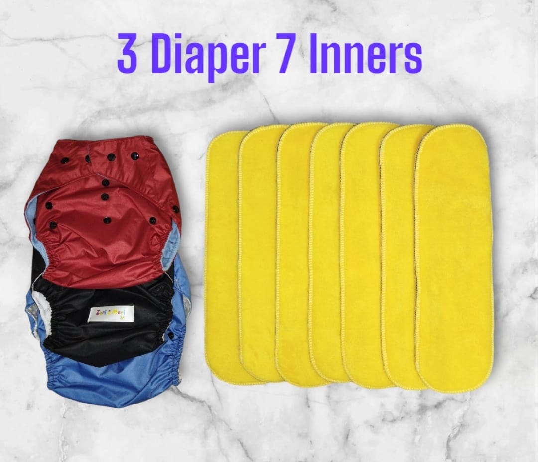 Zeri & Meri Baby Store Washable Diapers 3 Size 0- 8 years and also available Inner Baby Girls and Boys (RENDOM COLOR)