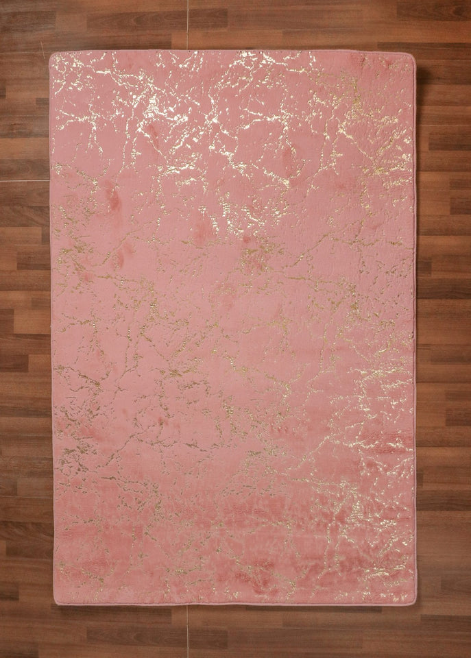 Nayyer Carpets - Peach And Golden Abstract Engraved Fancy Rug
