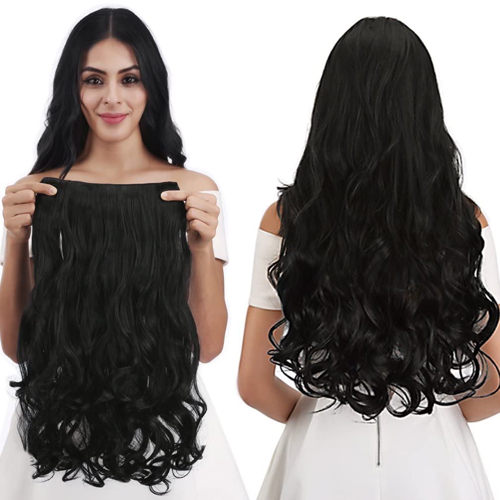 KooKaStyle Invisible Wire Hair Extensions with Wire Adjustable Long Wavy  20 Inch Platinum Blonde for Women