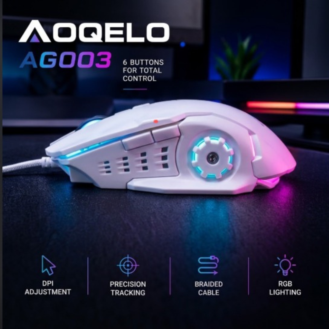 Panorama Wired Gaming Mouse RGB with Adjustable dpi - 6 Button Optical Mice with Mouse Pad for PC, Computer, Gaming, Laptop, Pubg, Mobile - Black and White