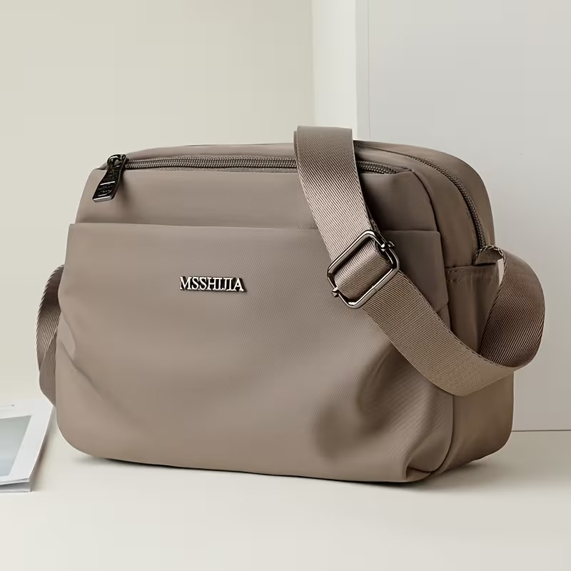 Stylish Solid Color Women’s Shoulder Bag – Large Capacity Multi-Pocket Crossbody with Painted Wide Strap for Daily Use