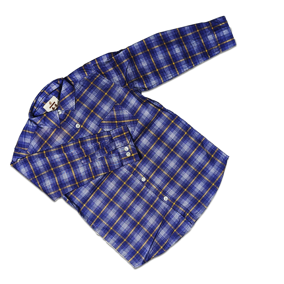 Boys Premium Quality 100% Cotton English Collar Sky Blue Check Shirt main image 1
