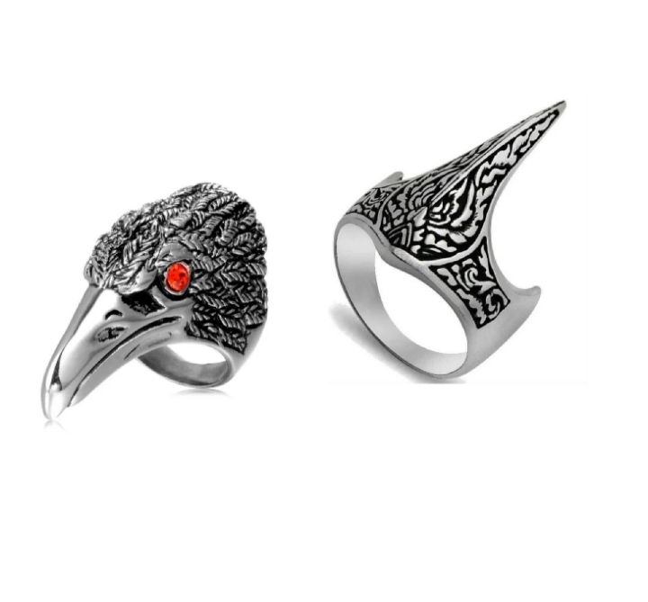 TOP FAMOUS TRENDING EAGLE AND ASTUGRULL EAGLE NAIL AHED RINGS FOR MEN TITANIUM STEEL