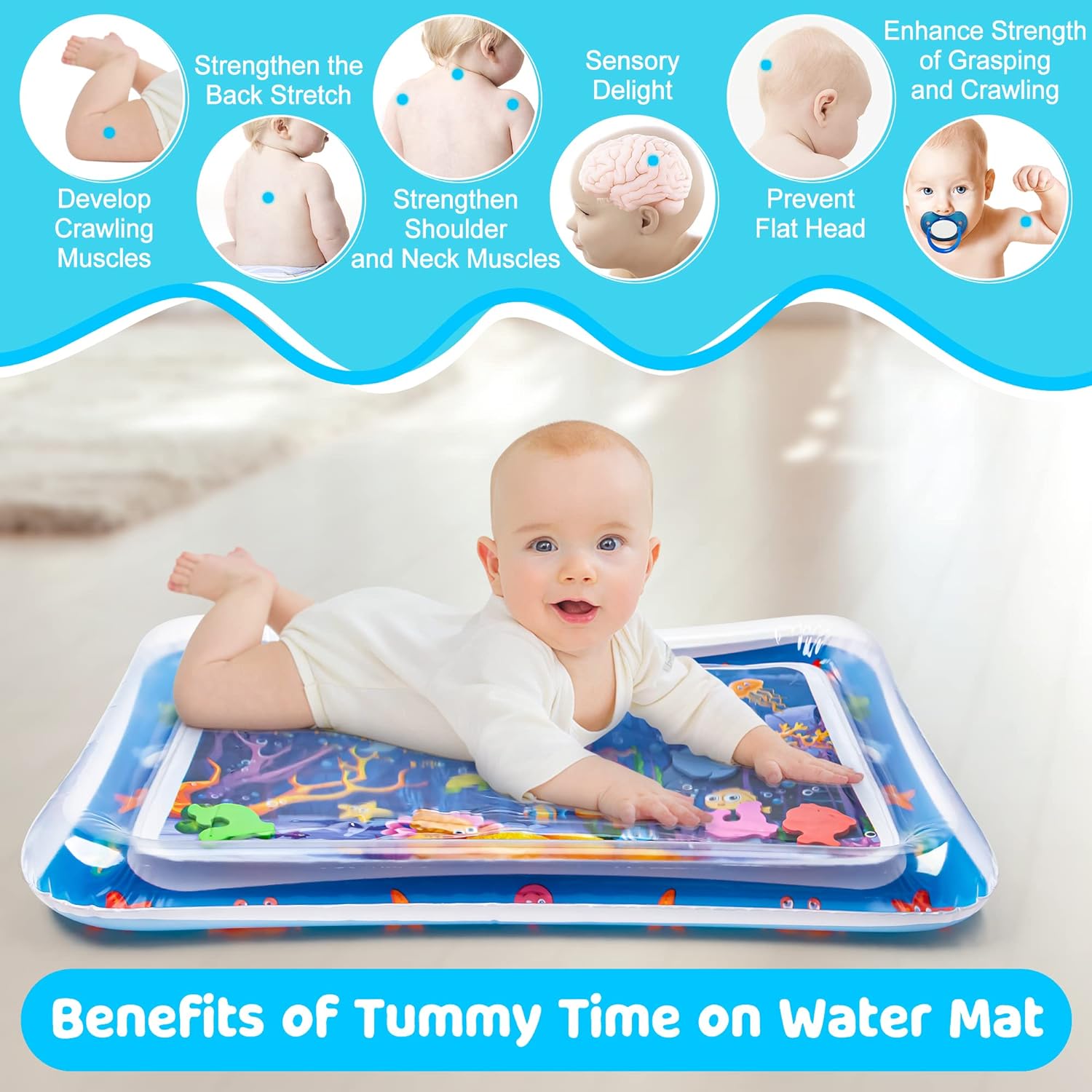 Baby Water Play Mat Leakproof Cushion Toddlers Play Mat Activity Toy for Children & Infants