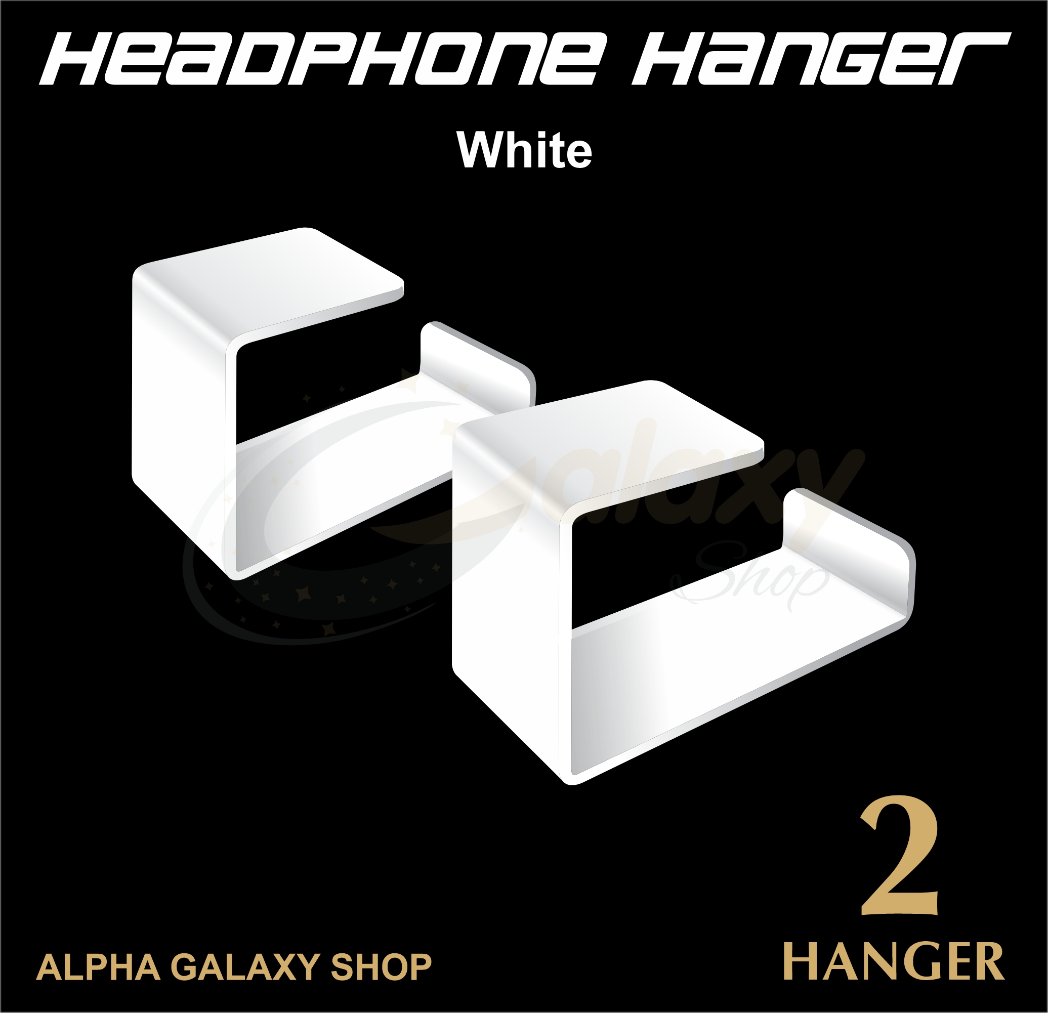 Acrylic Headphone Hanger Wall or Desk Mount Headphone Holder Organizer Transparent Black White