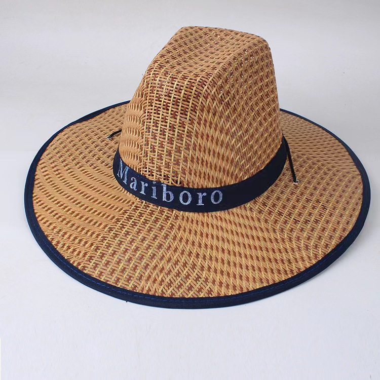 Summer men's western cowboy hat, sunhat, farmer straw hat, sun protection  hat, fishing hat, fisherman hat, Marlboro top hat