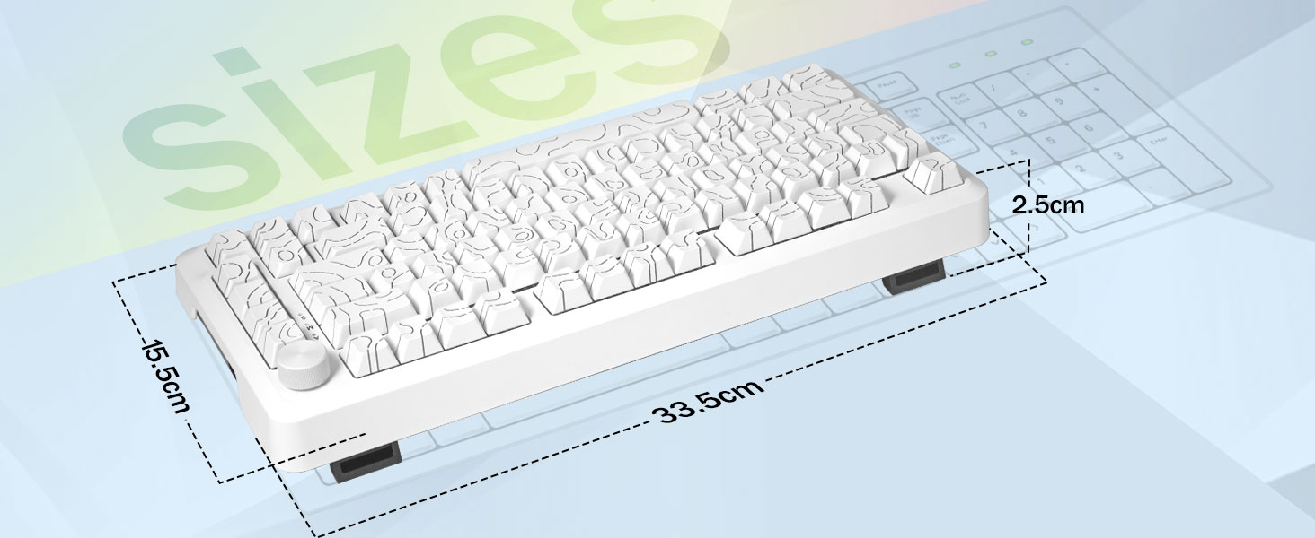 E-YOOSO Z-82 Tri-Mode Wireless 75% Gaming RGB Mechanical Keyboard Hot Swappable with Five-Layer Padding & Knob, Bluetooth/2.4GHz/USB-C, White 19 1e49acf3dd09c595b239dcdbc84b5bbc