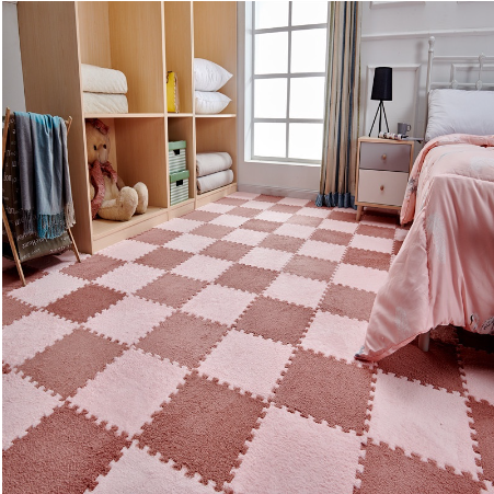 30X30Cm Kids Carpet Foam Puzzle Mat Eva Shaggy Baby Eco Floor Square Stitching Velvet Mat For Living Room Decor Floor Mats - 10Pcs