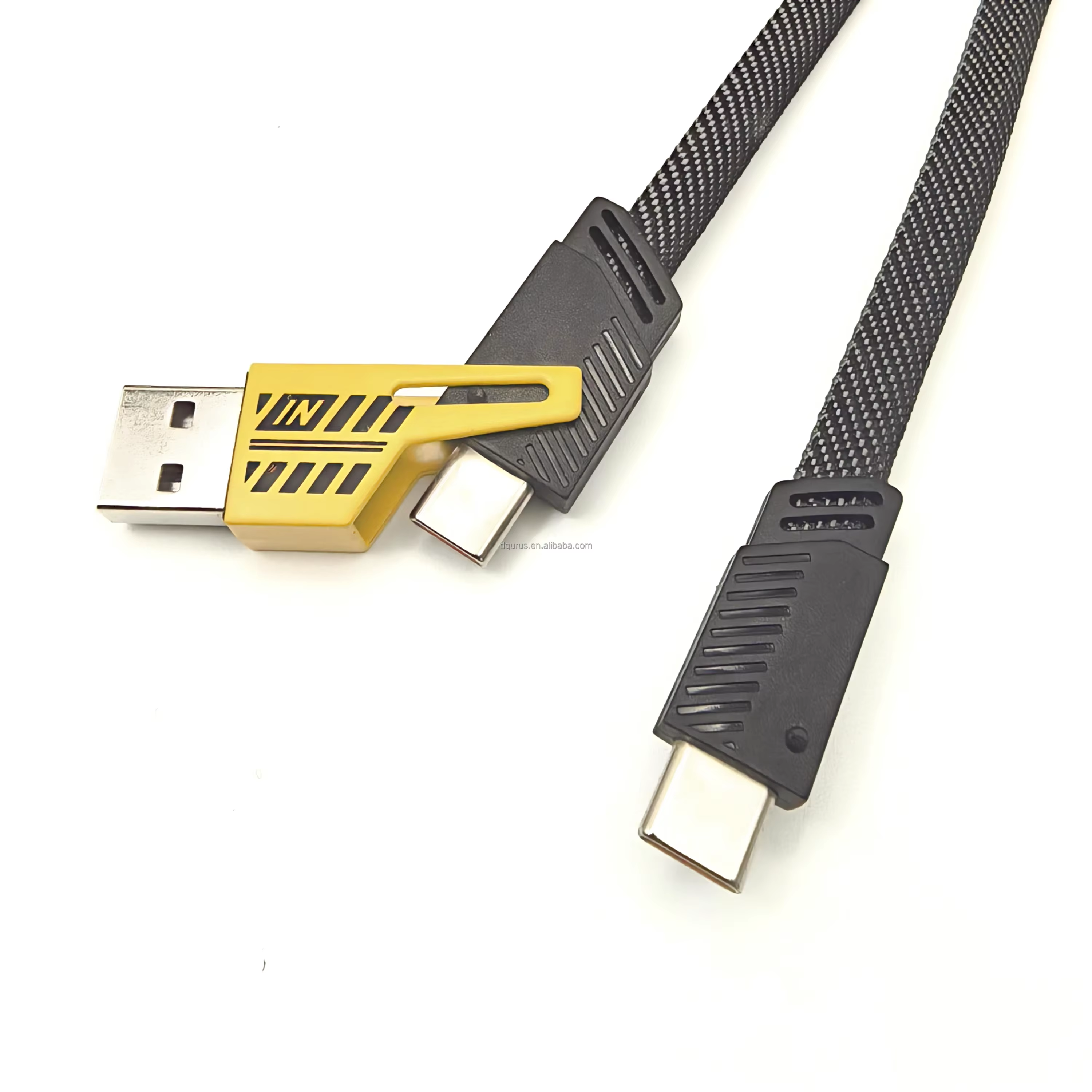 4 in 1 Convertible Metal Data Cable Type C Type A Braided Cable 65W USB C Multiple Fast Charging Cable for Android