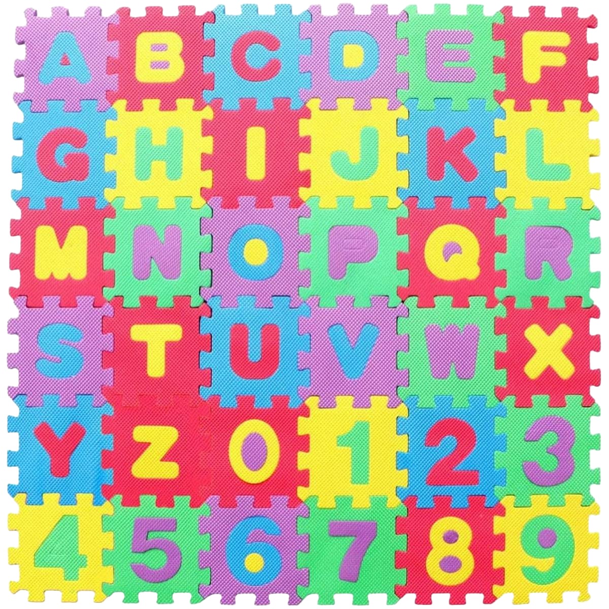 Kids Foam Play Mat (36-Piece Set) 6 x 6 CM Interlocking Alphabet and Numbers Floor Puzzle Colorful EVA Tiles Girls, Boys Soft, Reusable, Easy to Clean