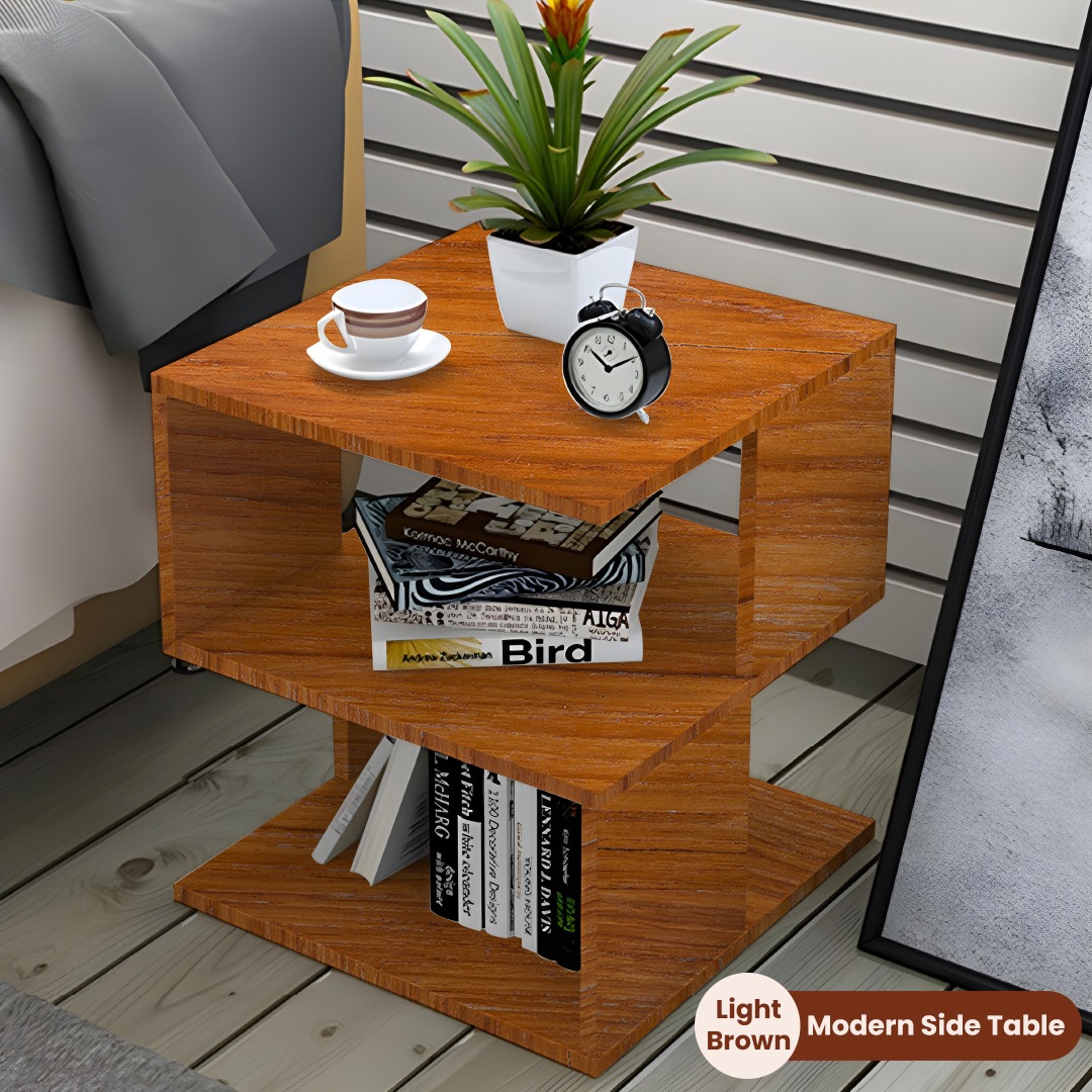 Wood Land Sofa modern end side coffee table with storage shelf living