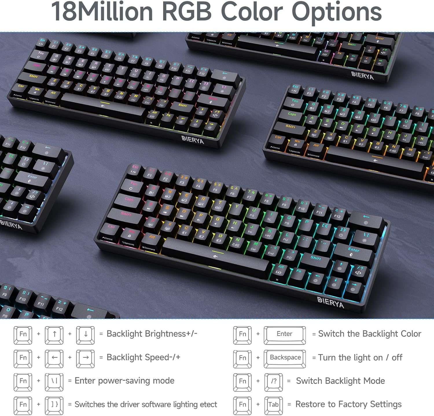 RGB Gaming Keyboard Mechanical Keyboard Blue Switch Wired Wireless Mini RGB Keyboard 87 Keys With And With Out Numpad