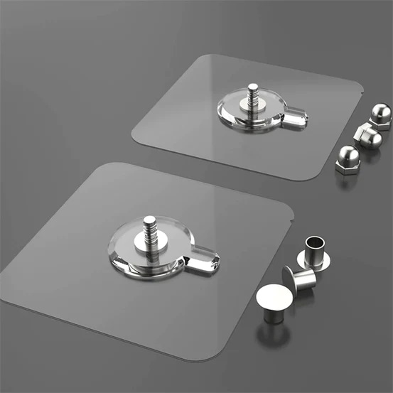 2/6pcs Strong Adhesive Nails Wall Poster Seamless Wall Hook Waterproof Durable Transparent for Kitchen Bathroom Screw Hook Hanger Picture Photo Frame Painting Self Adhesive Wall Screw Sticker PVC