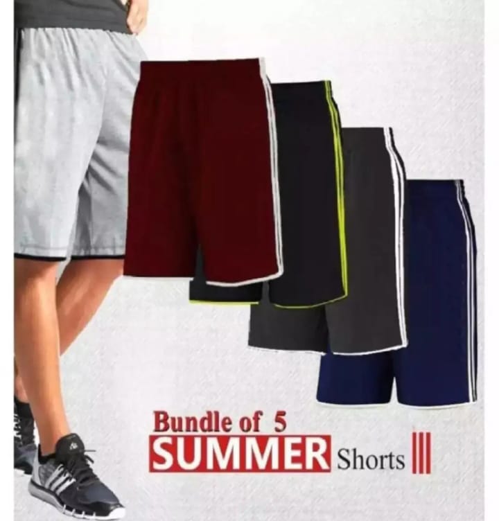 Pack Of 5 - Summer Cotton Jersey Shorts For Men | Double Sided Two Strips |