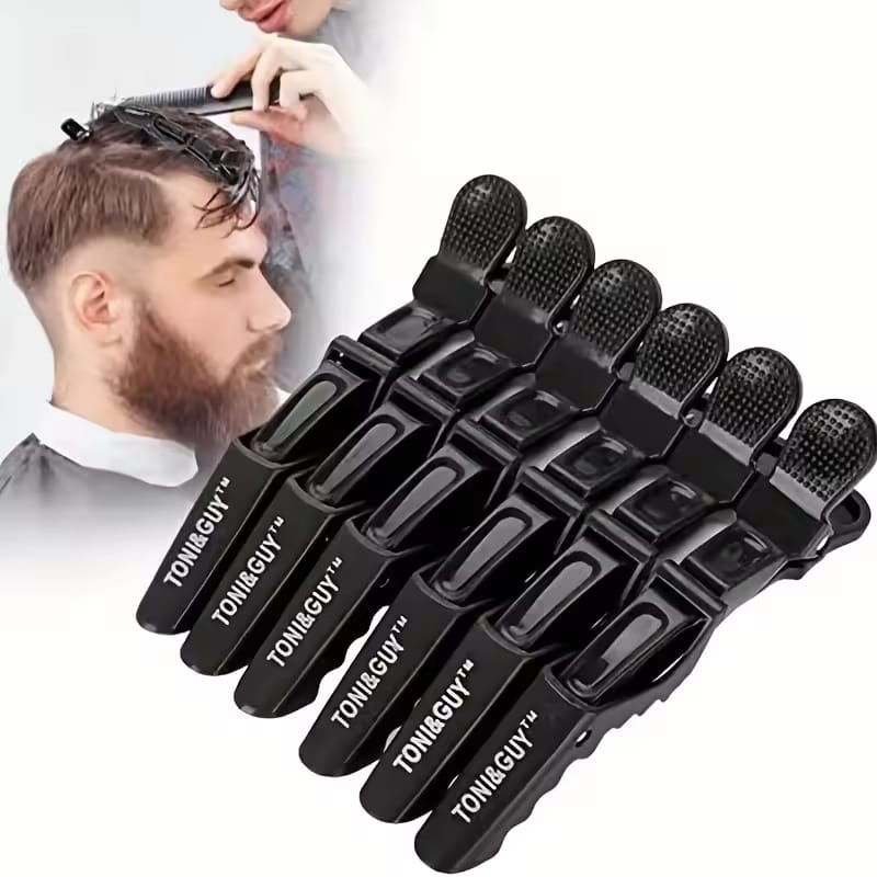 Pack of 6 Professional Hair Sectioning Crocodile Clips for Thick Hair, Non-Slip Alligator Hairdressing Styling Clips for Men and Women