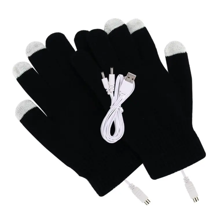 Heating Gloves Thermal USB Winter Electric Heated Gloves Fishing Skiing  Cycling Knitted Outdoor Sport Warm Heated Gloves