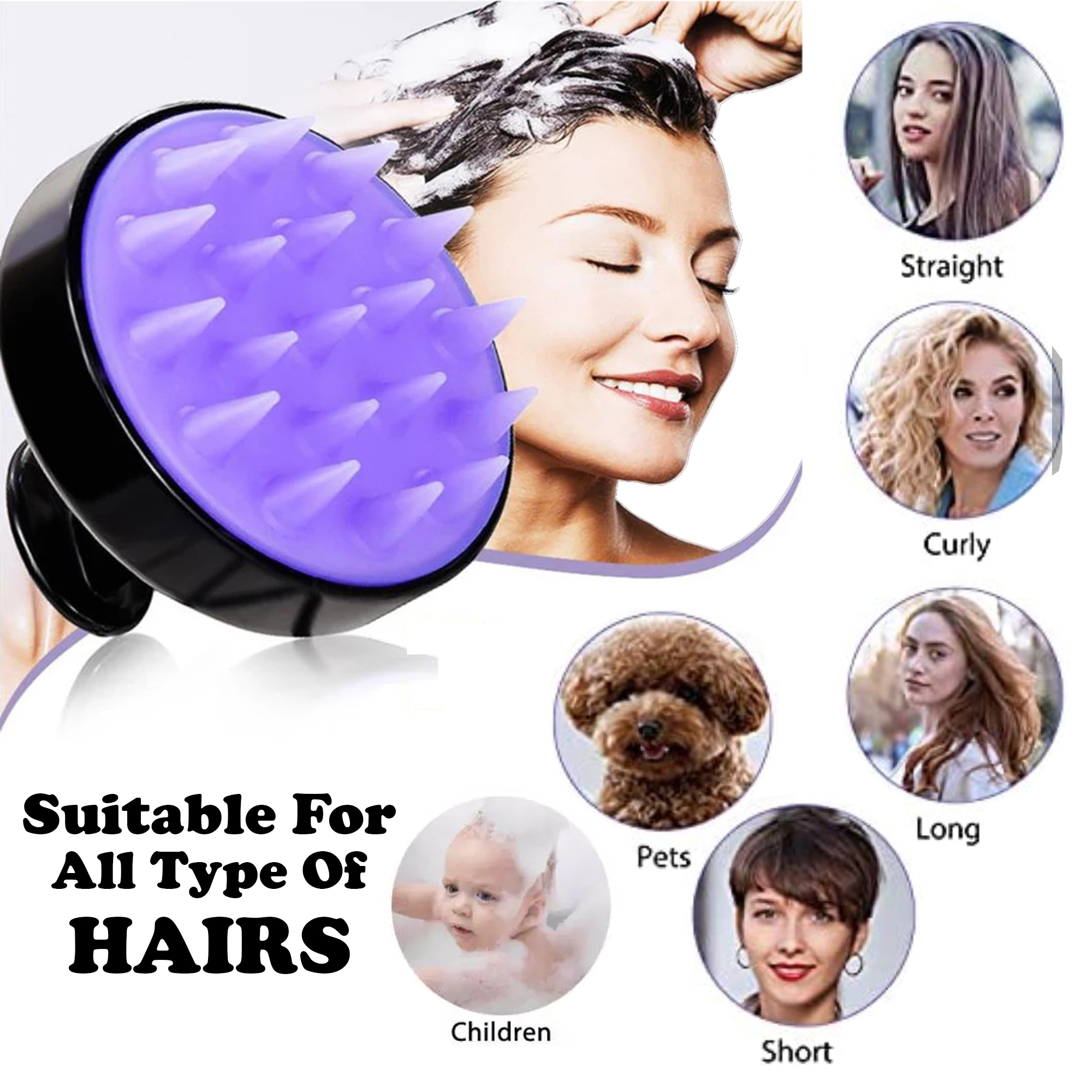 Shampoo Massager Brush Scalp Hair Scrubber with Soft Silicone Bristels