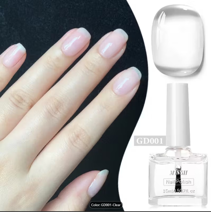 PREMIUM Quality Clear Nail Polish Bottle | Fast-Drying Transparent Gel Polish | Hypoallergenic & Moisturizing Formula for Nail Art, Extensions & Cuticle Care