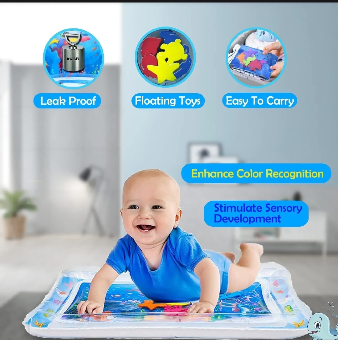 Buy premium quality baby water play mat for tummy time, safe and leak-proof inflatable water mat for infants, toddlers, early learning, sensory development, fun indoor activity, and comfortable baby playtime experience