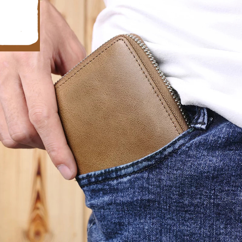 Wallet for Men - Round Zipper Short Wallet for Men