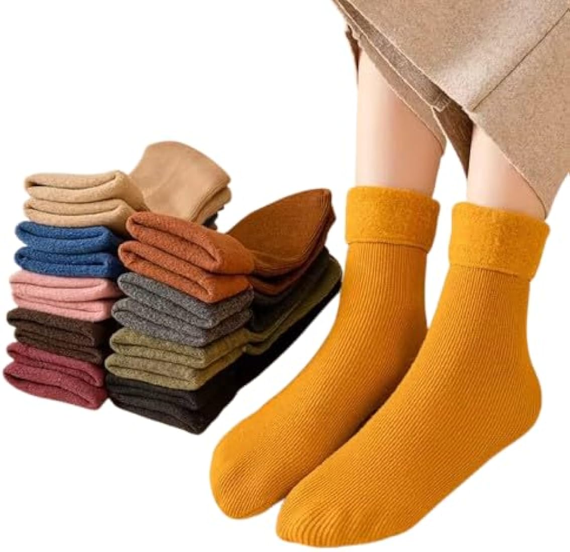 Velvet Thermal Socks for Women and Men – Warm Woolen Winter Snow Socks ( 1/2/4/6/8Pair )