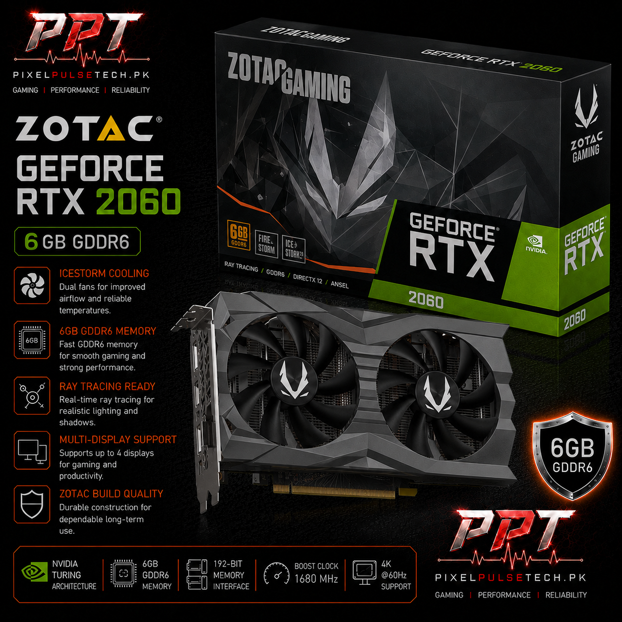 Rtx 2060 6GB 192Bit GDDR6 Graphic Card– PixelsPulseTech.pk
